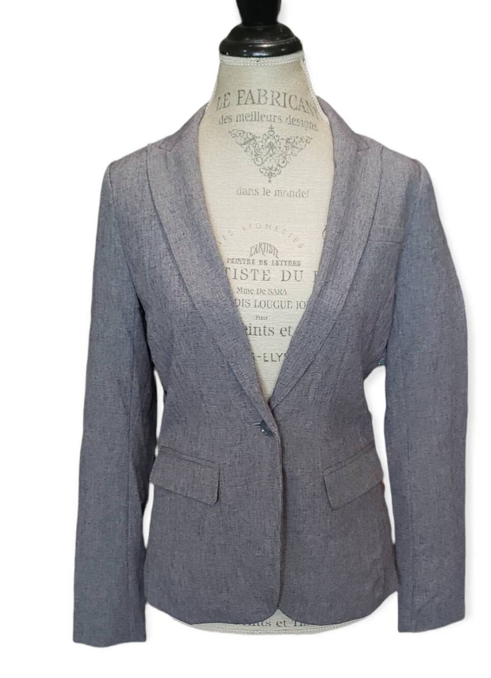 APT 9 Gray Single Button Up Long Sleeved Blazer Suit Jacket